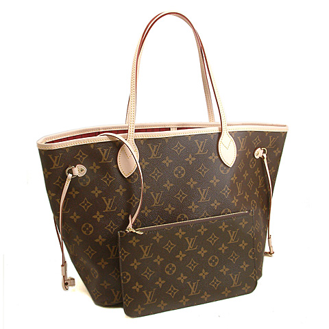 Authentic Louis Vuitton Monogram Neverfull MM Bag M40996 Fuchsia